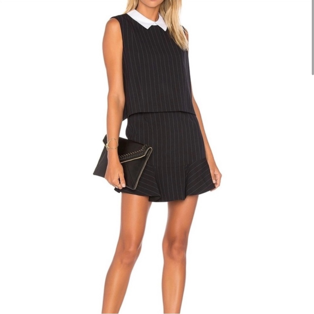 BCBGMaxAzria Black Pinstripe Dress with White Collar